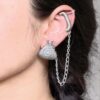 Silver Replica Beautiful Design Telephone Earcuff | Stone Work Oxidized Jewelry For Girls 10 Silver replica oxidized telephone earcuff with stone work