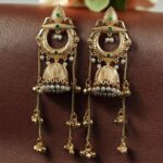 Bulk 188 Beautiful Gold Plated Kashmiri Jhumka Earrings with Premium Stone Pearl Work - "Green"