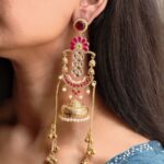 Bulk 44 Premium Long Kashmiri Jhumka Earrings with Traditional Adorable Designs - "Red"