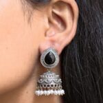 Bulk 14 Premium Silver Look Like Jhumka Earring Perfect for Any Cotton Kurti - "Black"