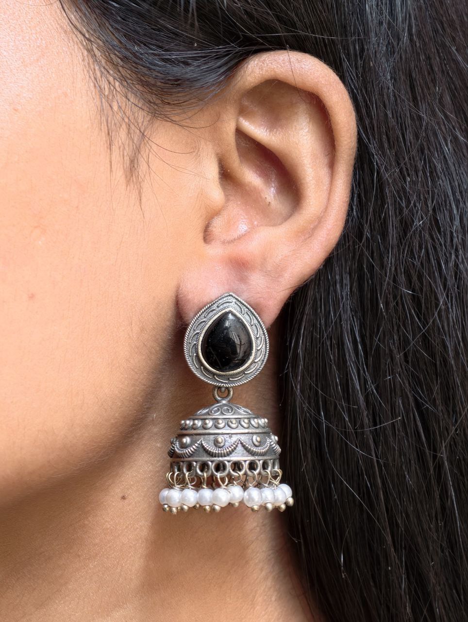 Premium Silver Look Like Jhumka Earring Perfect for Any Cotton Kurti 7 Silver Look Like Jhumka traditional brass silver finish earrings for women