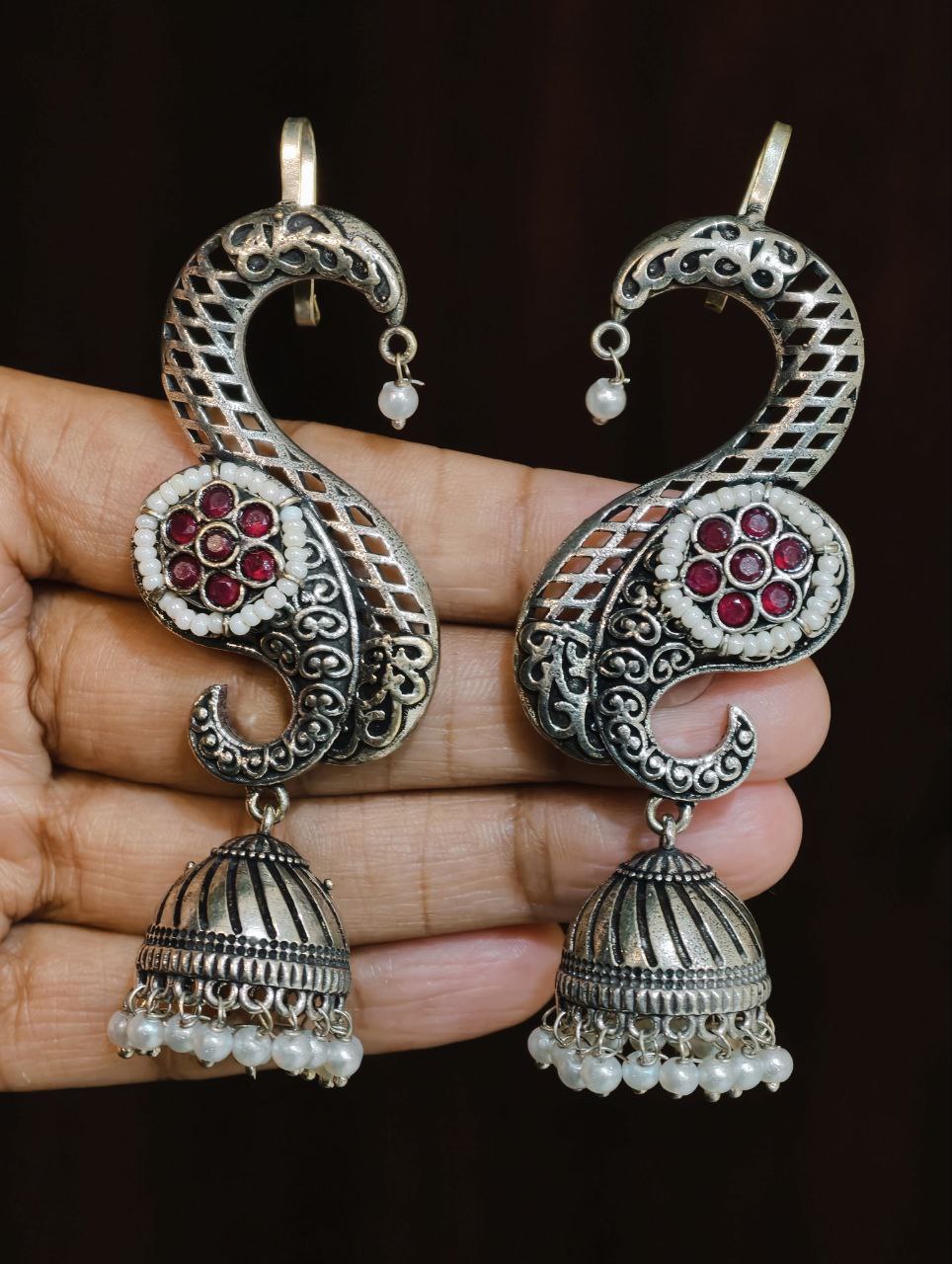 Stunning Oxidised Jhumka Earcuff with Elegant Traditional Statement Design 7 Oxidised jhumka Earcuff brass traditional statement jewelry for women