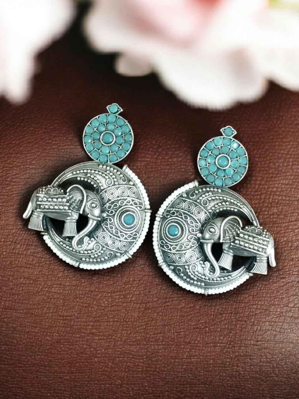 Traditional Elephant Design Earrings | Stone & Pearl Detailing Beautiful Jewelry Gift For Her 9 Elephant design earrings with stone and pearl detailing