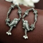 Traditional Silver Replica Parrot Design Dangler Earrings | Stone & Pearl Work Best Oxidized Jewelry - "White"