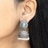 Premium Silver Look Like Jhumka Earring Perfect for Any Cotton Kurti 16 Silver Look Like Jhumka traditional brass silver finish earrings for women