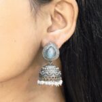 Bulk 12 Premium Silver Look Like Jhumka Earring Perfect for Any Cotton Kurti - "Aqua"