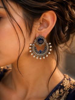 Antique Silver Earring Vintage Style for Beautiful Pearl work Detailing