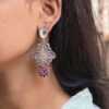 Elegant Silver Flower Dangler with detailed floral design
