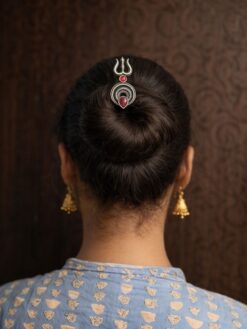 Elegant Silver Trishul Hairpin for Women Traditional Hair Accessory