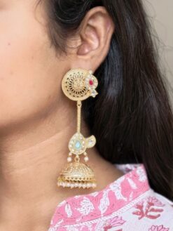 Gold Plated Jhumka Earring traditional ethnic bell design jewelry