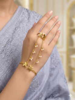 Elegant golden butterfly hathphool brass traditional hand jewelry for women