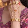 Ethnic butterfly hathphool gold plated brass traditional hand jewelry for women
