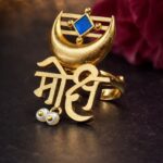 Bulk 14 Gold Plated Moksh Ring Stunning Elegant Design for Graceful Traditional Look - Blue