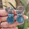 Peacock Stone Earrings stylish brass jewelry design