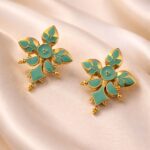Gold-Plated Enamel Earring Elegant Dazzling Design for Stylish Women Wear - "MInt"