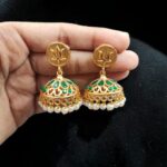 Traditional Golden Jhumka Elegant Stunning Design for Graceful Ethnic Style - "Green"