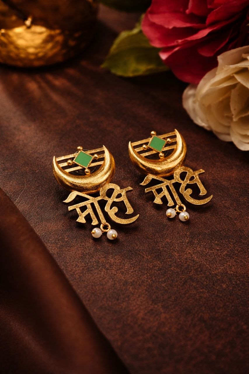 Gold Plated Moksh Earrings Elegant Stunning Traditional Jewelry for Women 10 Gold Plated Moksh Earrings stylish brass jewelry design