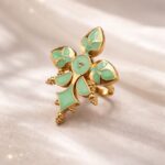 Goldplated Enamel Ring Elegant Premium Design for Stylish Traditional and Modern Wear - "MInt"
