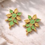 Handmade Floral Earring Leaf Design for Graceful Everyday Wear - "MInt"