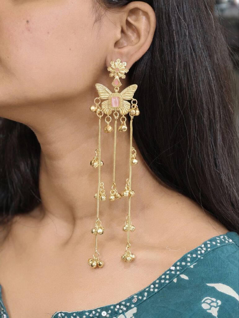 Elegant Butterfly Kashmiri Jhumka Earrings with Stunning Traditional Jewelry