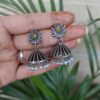 Elegant silver lotus jhumka traditional brass ethnic earrings