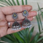 Bulk 124 Elegant Silver Lotus Jhumka Earring | Perfect Daily Wear Jewelry - "Yellow"