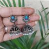 Elegant silver lotus jhumka traditional brass ethnic earrings