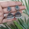 Elegant silver lotus jhumka traditional brass ethnic earrings