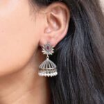 Elegant Silver Lotus Jhumka Earring | Perfect Daily Wear Jewelry