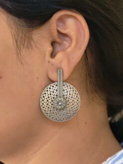 Traditional Round Stud oxidised brass ethnic stud earrings for women