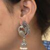 Vintage Peacock Jhumka Antique Style Peacock Design Traditional Brass Earrings