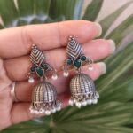 Bulk 24 Elegant Leaf Design Jhumka Earrings – Stunning Traditional Partywear Jewelry - "Green"
