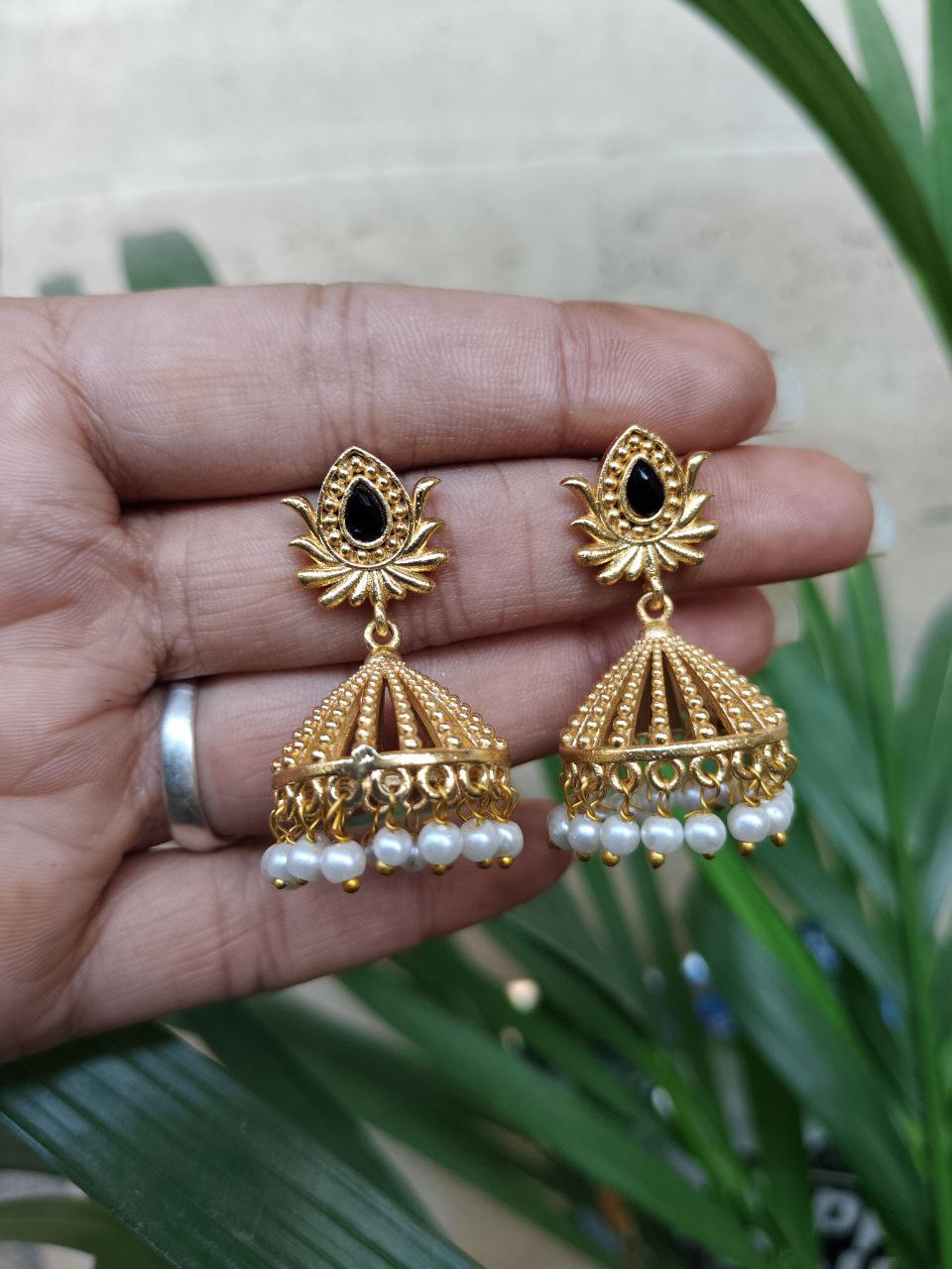 Elegant Gold Plated Lotus Jhumka Earrings for Stunning Traditional Look 3 Gold Plated Lotus Jhumka Traditional Indian Floral Design Earrings