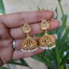 Elegant Gold Plated Lotus Jhumka Earrings for Stunning Traditional Look 18 Gold Plated Lotus Jhumka Traditional Indian Floral Design Earrings