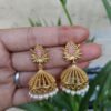 Elegant Gold Plated Lotus Jhumka Earrings for Stunning Traditional Look 15 Gold Plated Lotus Jhumka Traditional Indian Floral Design Earrings