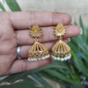 Elegant Gold Plated Lotus Jhumka Earrings for Stunning Traditional Look 11 Gold Plated Lotus Jhumka Traditional Indian Floral Design Earrings