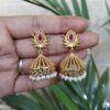 Elegant Gold Plated Lotus Jhumka Earrings for Stunning Traditional Look 14 Gold Plated Lotus Jhumka Traditional Indian Floral Design Earrings