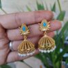 Elegant Gold Plated Lotus Jhumka Earrings for Stunning Traditional Look 17 Gold Plated Lotus Jhumka Traditional Indian Floral Design Earrings