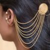 Gold Plated Chain Kashmiri Earcuff Traditional Ethnic Ear Jewelry for Women