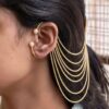 Gold Plated Chain Kashmiri Earcuff Traditional Ethnic Ear Jewelry for Women