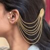 Gold Plated Chain Kashmiri Earcuff Traditional Ethnic Ear Jewelry for Women