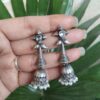 Silver Dangler Jhumka traditional oxidized silver tone dangler earrings for women