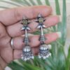 Silver Dangler Jhumka traditional oxidized silver tone dangler earrings for women