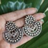 Silver Chand Bali traditional oxidized crescent moon earrings for women