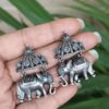 Vintage Elephant Studs antique style elephant design brass earrings for girls