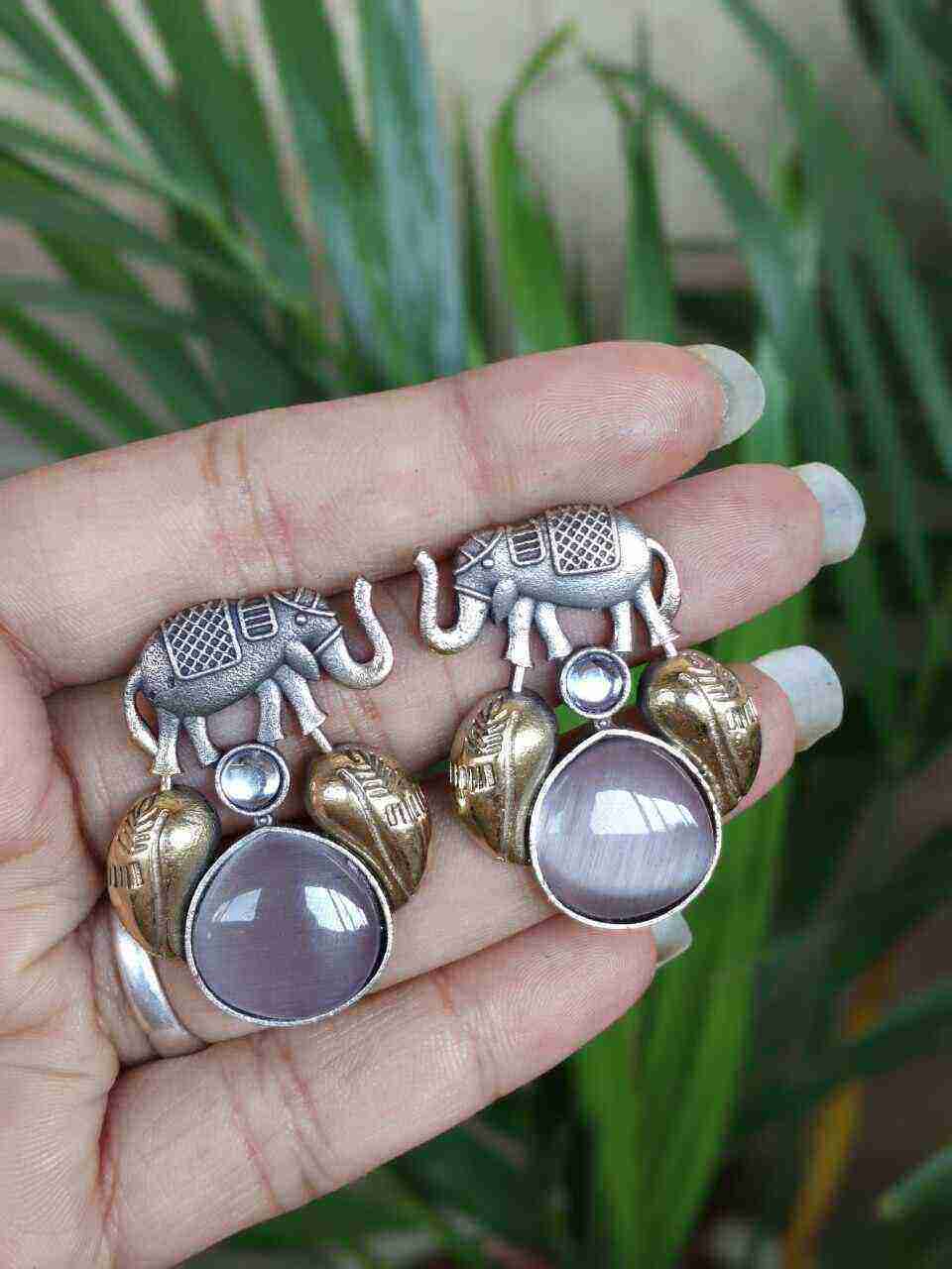 Beautiful Two-Tone Elephant Studs Earring for Daily wear Jewelry 9 Traditional oxidized elephant studs earring stylish animal motif jewelry for women