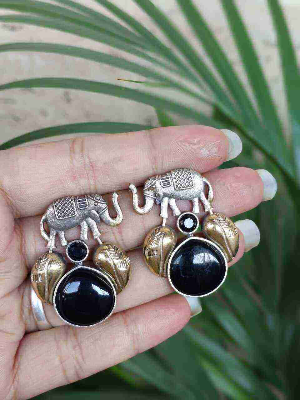 Beautiful Two-Tone Elephant Studs Earring for Daily wear Jewelry 7 Traditional oxidized elephant studs earring stylish animal motif jewelry for women