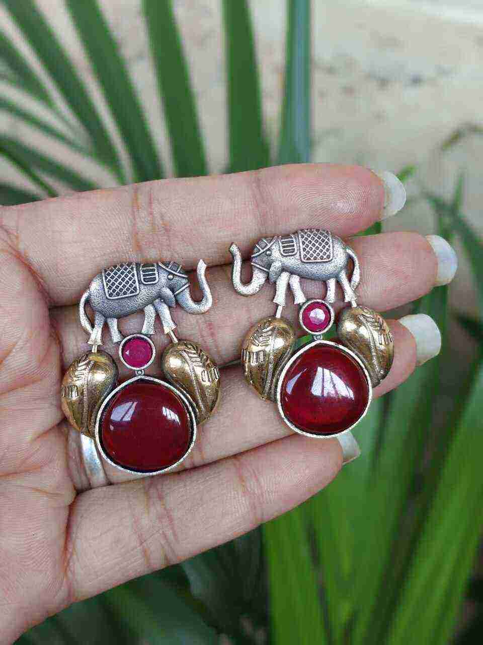 Beautiful Two-Tone Elephant Studs Earring for Daily wear Jewelry 6 Traditional oxidized elephant studs earring stylish animal motif jewelry for women