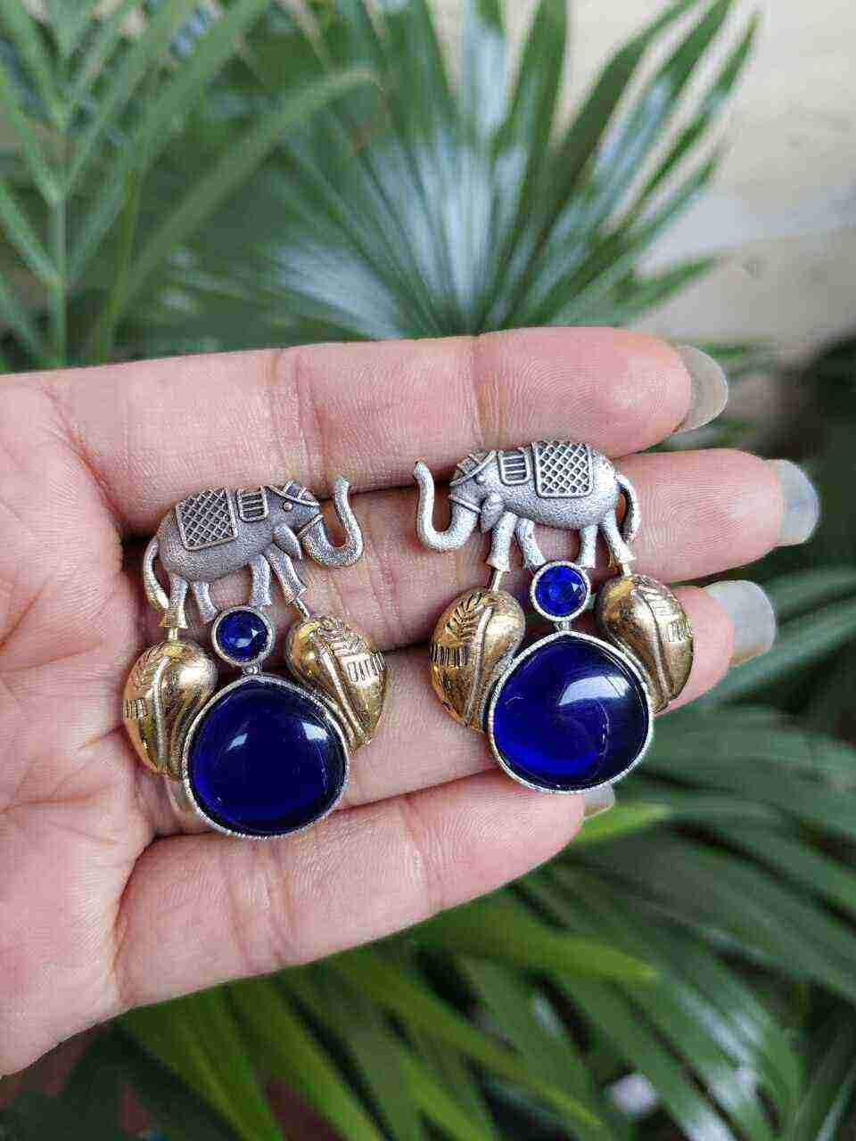 Beautiful Two-Tone Elephant Studs Earring for Daily wear Jewelry 4 Traditional oxidized elephant studs earring stylish animal motif jewelry for women