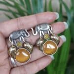 Bulk 24 Beautiful Two-Tone Elephant Studs Earring for Daily wear Jewelry - "Yellow"